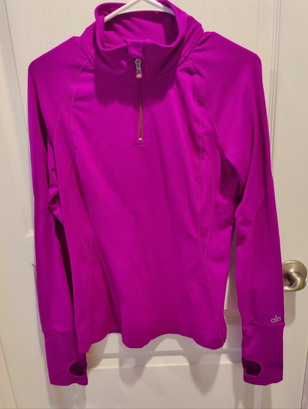 Alo Magenta Pink Purple Half Zip Active Long Sleeve Top